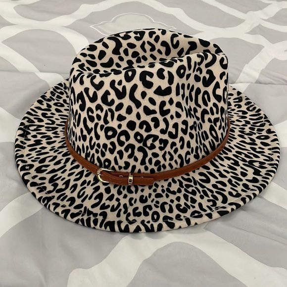 Leopard Print Large Brim Fedora Hat - Picture 8 of 10